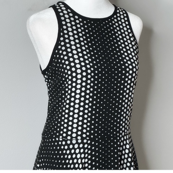 Michael Kors Georgette Dress Handkerchief Hem Black White Ombre Dot Print Size 2 - Picture 6 of 16